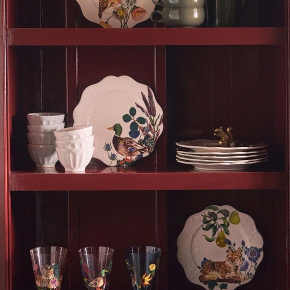 NW Set /4  Anthropologie Nathalie Lete Marais Glass Wine Goblet Lynx - Picture 4 of 4